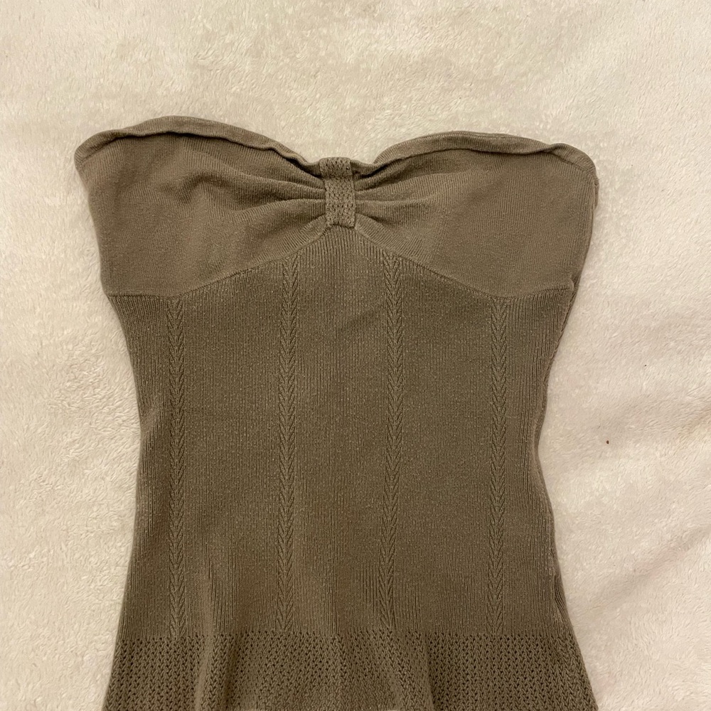 Guess Strapless Knit Top in Olive Brown